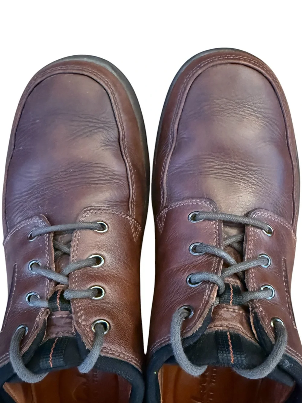 Clarks Travel Trek Men’s 10 Brown Leather Walking Comfort Oxford Shoes